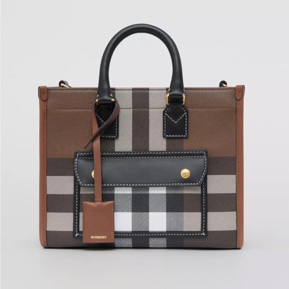 Burberry check and leather mini freya tote